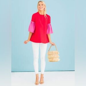 Crown & Ivy Red and Pink Blouse